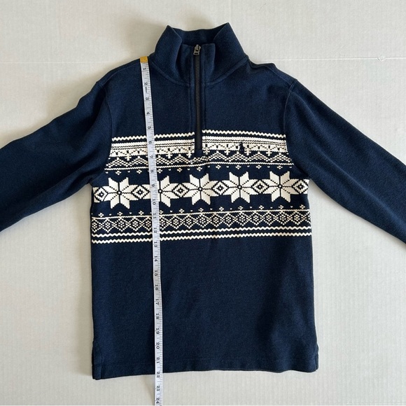 Polo Ralph Lauren Boy’s Blue Snowflake Ribbed Quarter‎ Zip Pullover Sweater M - Picture 3 of 11